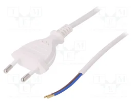 PLASTROL Câble d'alimentation H03VVH2-F, 2x0,5mm², prise CEE 7/16 (C), 2m