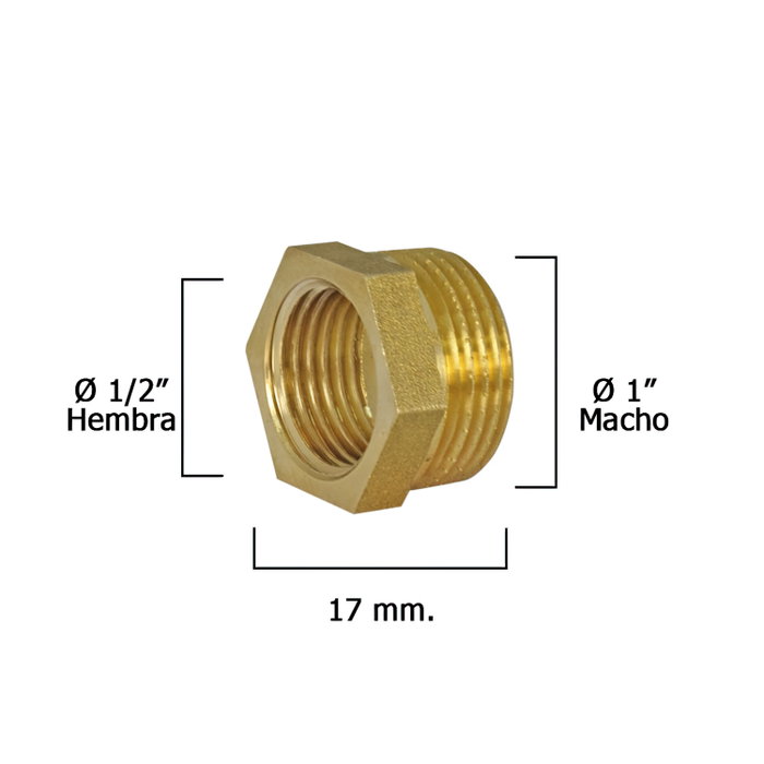 WOLFPACK LINEA PROFESIONAL Réduction hexagonale polie 1'' mâle x 1/2'' femelle WOLFPACK LINEA PROFESIONAL Réduction hexagonale polie 1'' mâle x 1/2'' femelle