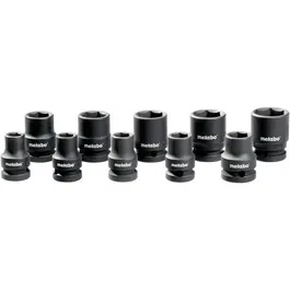 Metabo Jeu de 10 Clés à Douille 1/2" Antichoc pour Clé à Choc/Cliquet (10-24 mm)