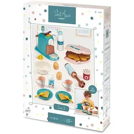 Ecoiffier - Jeu d'imitation Coffret Gourmand, Set de Cuisine Enfant avec Gaufrier, Cafetière et Accessoires, Jouet pour Fille et Garçon dès 18 Mois
