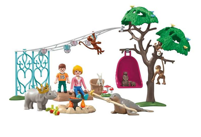 Playmobil Fiesta de cumpleaños divertida - Ensemble Fête d'anniversaire avec Personnages, Animaux et Accessoires
