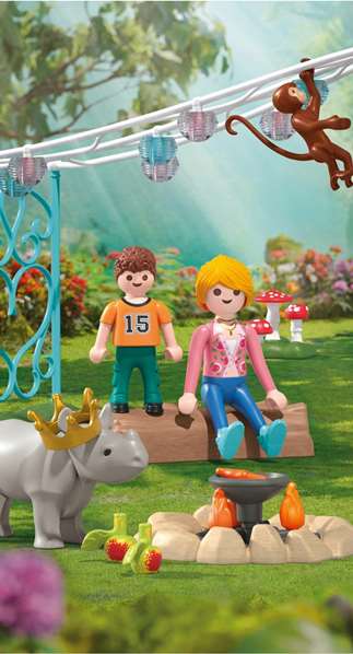 Playmobil Fiesta de cumpleaños divertida - Ensemble Fête d'anniversaire avec Personnages, Animaux et Accessoires