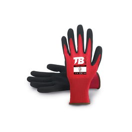 TOMAS BODERO WG500 Gants en Nylon Rouge Paume Nitrile Foam Noir Taille XL (10)