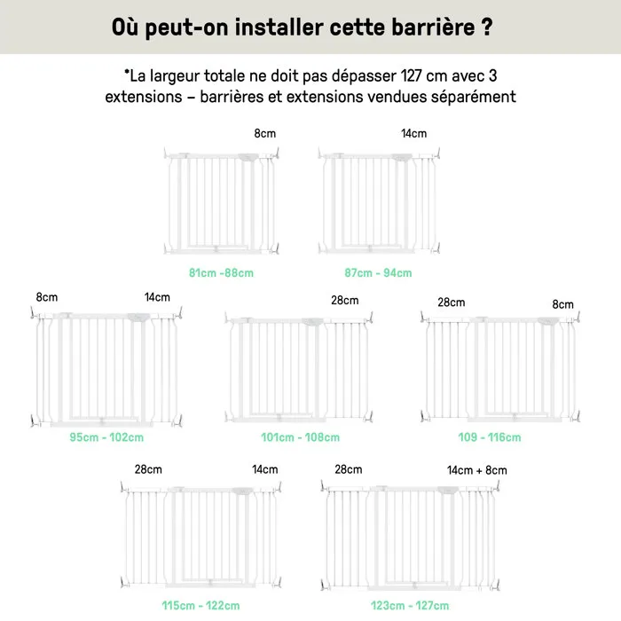 Ingenuity Barrière de sécurité Easy Install sans perçage de 73 à 80 cm, installation par pression pour portes et escaliers