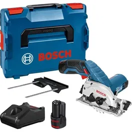 Bosch Professional Scie circulaire GKS 12V-26, la plus compacte, avec profondeur de coupe de 26 mm dans le bois, livrée avec 2 batteries 3,0Ah et L-Boxx (Réf: 06016A1005)