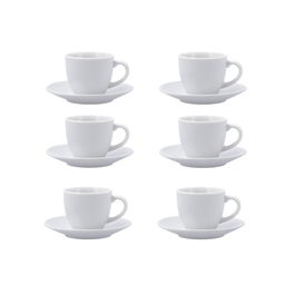 Tasse avec sous-tasse Quid New Renova Blanc Céramique 90 ml (6 Unités)