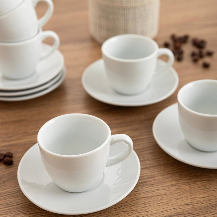 Quid Set 6 Tasses avec Soucoupe Porcelaine New Renova 9 cL Blanc Quid Set 6 Tasses avec Soucoupe Porcelaine New Renova 9 cL Blanc