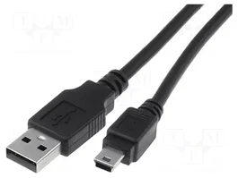 DIGITUS Câble USB 2.0 de 3m avec USB A et Mini USB B, noir