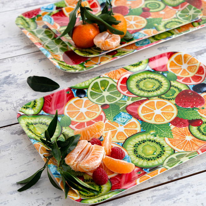 Quid Plateau Rectangulaire Habitat en Polypropylène, Décoré, 32x23x1,7 cm, 12 Unités