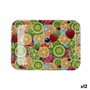 Quid Plateau Rectangulaire Habitat en Polypropylène, Décoré, 32x23x1,7 cm, 12 Unités