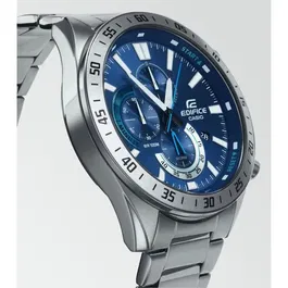 Casio Montre Edifice Homme avec Bracelet Acier, Mouvement Quartz, Verre Minéral, Étanche 10 ATM - Boîtier Rond Inoxydable - Gris