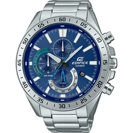 Casio Montre Edifice Homme avec Bracelet Acier, Mouvement Quartz, Verre Minéral, Étanche 10 ATM - Boîtier Rond Inoxydable - Gris