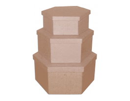 Innspiro Set de 3 boîtes hexagonales en papier maché