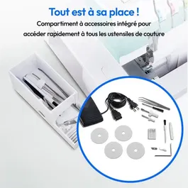 Medion SO 90 - Surjeteuse 91W, aiguilles 11/14/16, vitesse 1200 tr/min, éclairage LED, couleur turquoise