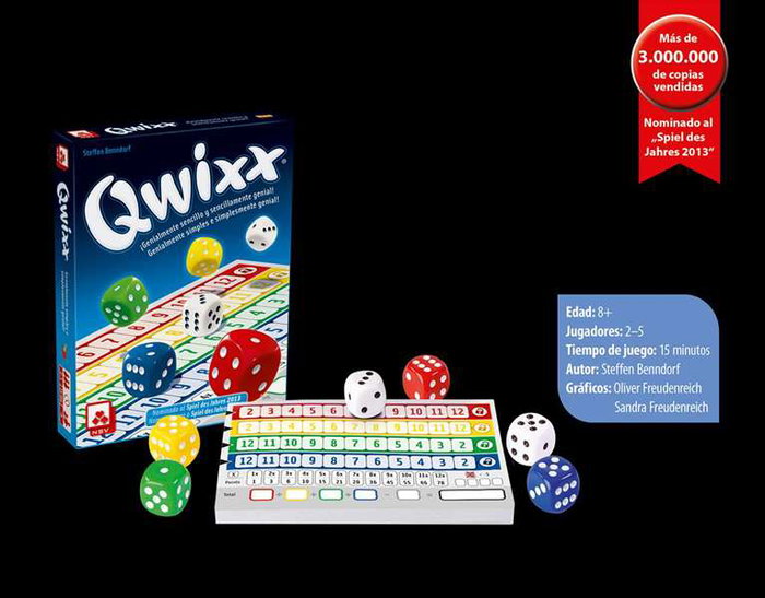 Fournier Jeu Qwixx - Jeu de cartes et de dés en carton - À partir de 3 ans Fournier Jeu Qwixx - Jeu de cartes et de dés en carton - À partir de 3 ans