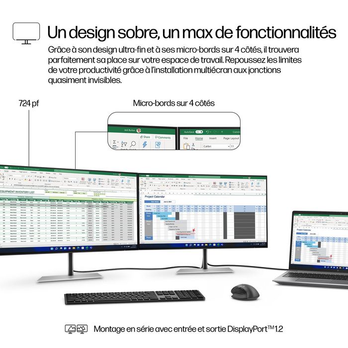 HP Écran FHD 23,8 pouces HP Série 7 Pro - 724pf Argent/Noir HP Écran FHD 23,8 pouces HP Série 7 Pro - 724pf Argent/Noir