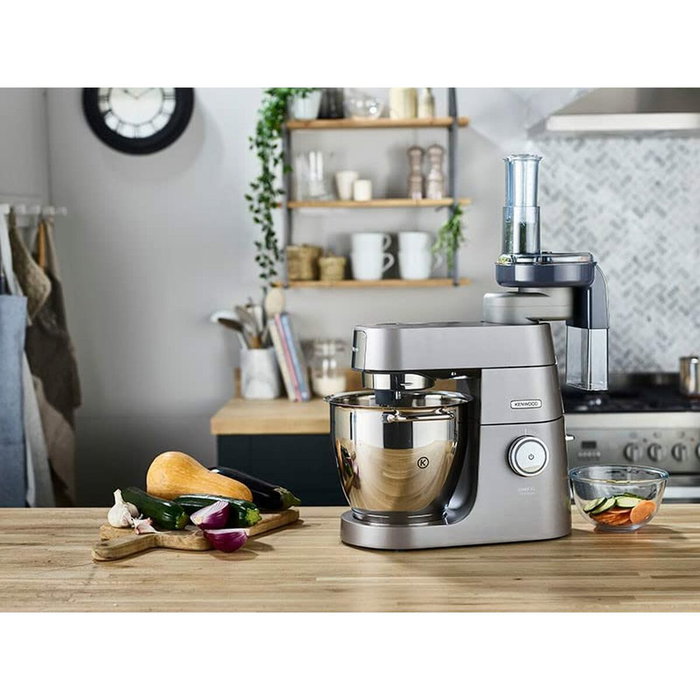 Kenwood AT340 Râpe-éminceur avec 7 disques en acier inoxydable et double cheminée