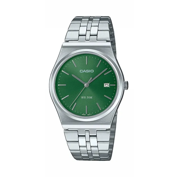 Casio MTP-B145D - Montre Homme Quartz Analogique - Cadran Vert, Bracelet Acier Inoxydable, Étanchéité 5 Bar - Verre Minéral Casio MTP-B145D - Montre Homme Quartz Analogique - Cadran Vert, Bracelet Acier Inoxydable, Étanchéité 5 Bar - Verre Minéral
