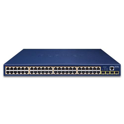 Planet GS-4210-48P4S - Commutateur réseau managé Gigabit PoE+ avec 48 ports RJ45 (802.3at) et 4 slots SFP, budget PoE 440W, IPv6, QoS, sécurité