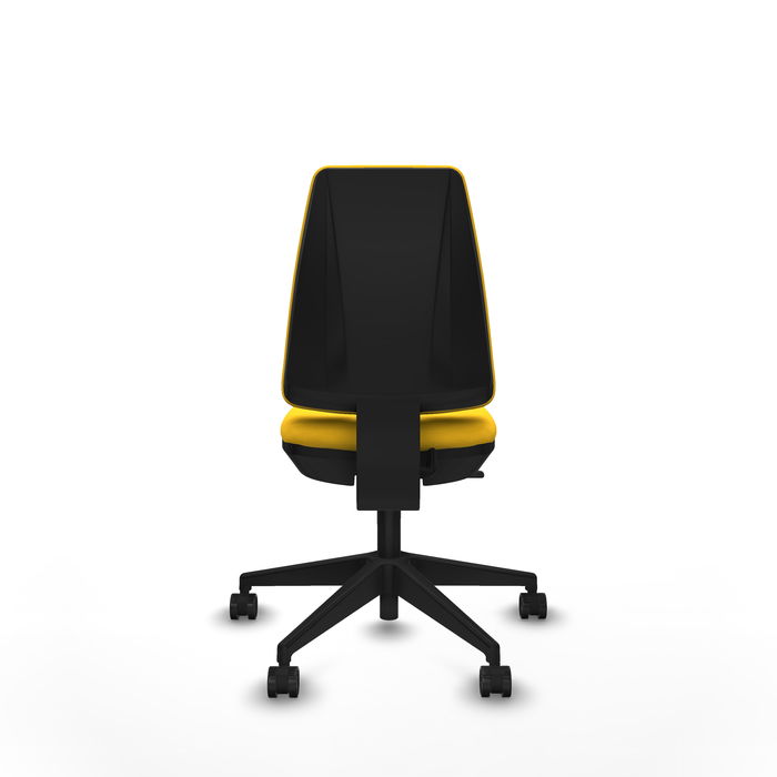 Chaise Elche Contact permament de base Cuir écologique Jaune Base pyramidale noire Sans accoudoirs Sans appui-tête Roulettes 65mm nylon