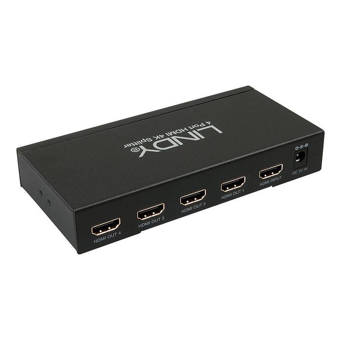 Lindy Splitter HDMI 4 Ports, Répartiteur 1 vers 4, 4K 60Hz HDR, HDCP 2.2, Compatible avec Lecteurs Blu-ray, PS5, Xbox et PC