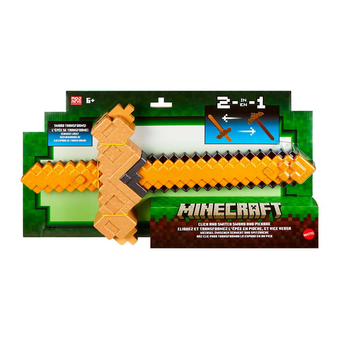 Mattel Minecraft - Jeu de rôle épée-pioche jouet de transformation 2 en 1 doré Jkc15 pour enfants à partir de 6 ans