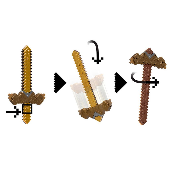 Mattel Minecraft - Jeu de rôle épée-pioche jouet de transformation 2 en 1 doré Jkc15 pour enfants à partir de 6 ans