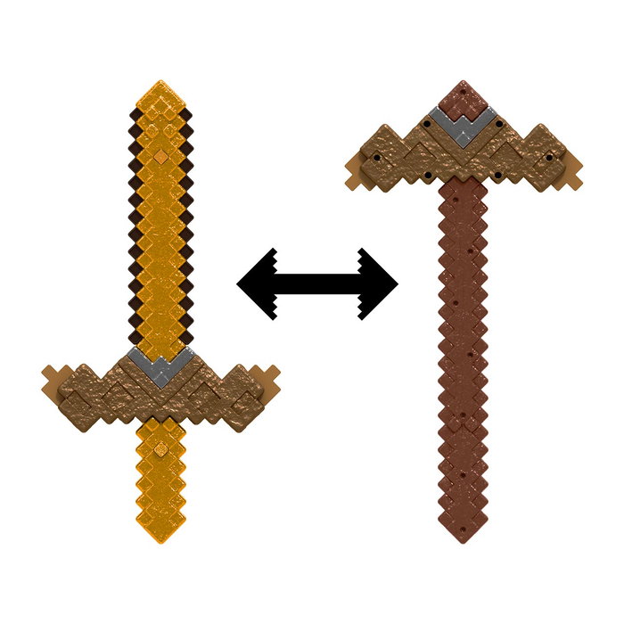 Mattel Minecraft - Jeu de rôle épée-pioche jouet de transformation 2 en 1 doré Jkc15 pour enfants à partir de 6 ans