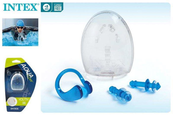 Intex Bouchons d'oreille et pince nasale pour natation et bain, à partir de 8 ans, matériaux PP PC TPR