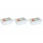 Pyrex - Lot de 5 boîtes repas en verre rectangulaires, couvercle hermétique, design abstrait, 0.80 L, résistantes au choc thermique (-40°C à +350°C)