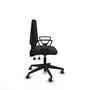Chaise Elche Asynchrone Tissu Noir Base pyramidale noire Accoudoirs fixes Sans appui-tête Roulettes 65mm pour moquette