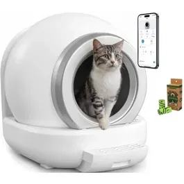 Nice Kitty - Litière autonettoyante pour chats 65 L, connectée Bluetooth via app, démontable et lavable, dimensions 57 x 50 x 53 cm
