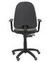 Chaise de bureau Aýna avec mécanisme Contact permanent de base, revêtue de simili cuir noir. Équipée d'une base en polyamide noir, d'accoudoirs 1D et de roulettes pour parquet