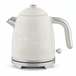 SWEISS Bouilloire Électrique Vintage KTS8 - 1L, 1000W, Inox, Socle 360°, Design Rétro, Rapide, Beige