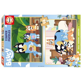 Educa Puzzle en Bois Écologique 2x16 Pièces Bluey 19406 - 2 Puzzles dans la Boîte, Plus Résistant, Imagerie Plastifiée, Recommandé +3 Ans