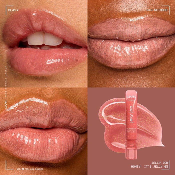 NYX Professional Makeup - Gloss à lèvres volumisant et hydratant Jelly Job Intense Lip Gloss - Teinte #Miel - 1 unité