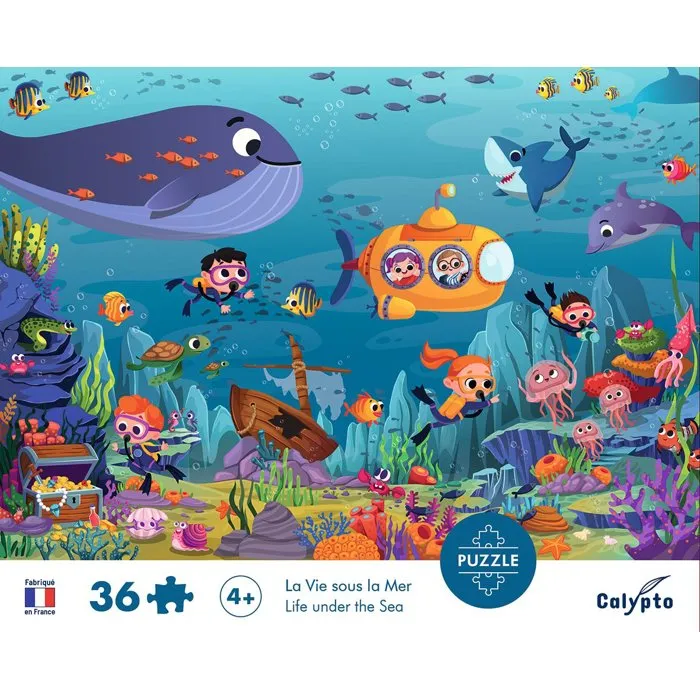 Sentosphere Puzzle La vie sous la mer 36 pièces impression 7 couleurs surface Soft Touch pour enfants dès 4 ans