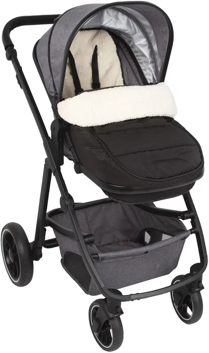 Tineo Chancelière Bébé Noire 6-18 Mois - Chaude Sherpa Déperlante, Fentes Harnais, Lavable