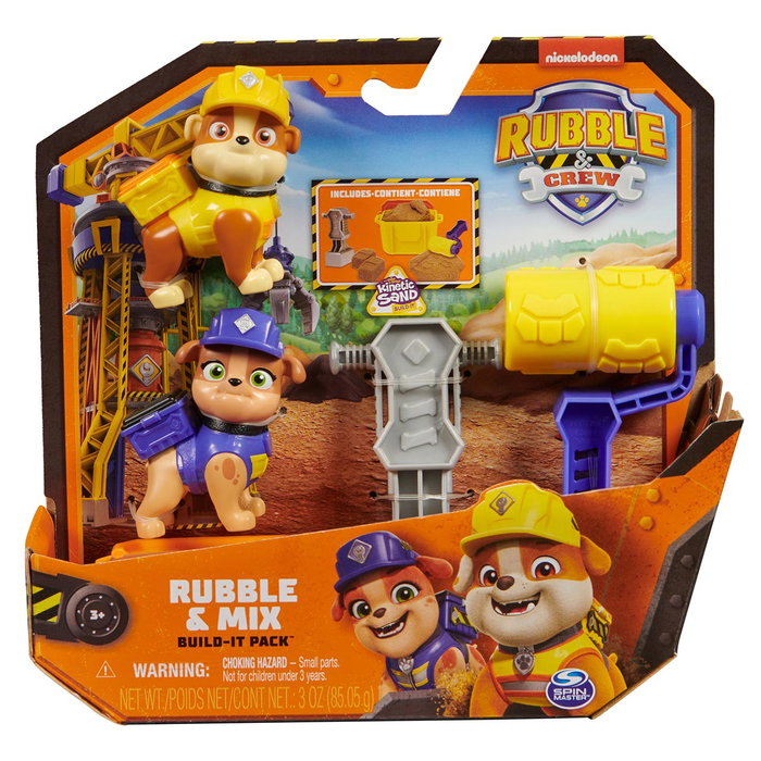 Spin Master Patrouille de Chiots Rubble Pack - 2 Figures Rubble et Mix avec Sable Kinetic - Set de Construction - Jeu d'Imagination pour Enfants de 3 Ans et Plus