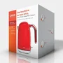 Livoo Bouilloire rétro rouge DOD180R - 2200 W - Capacité 1,7 litres - Socle pivotant 360° - Corps inox - Filtre anticalcaire - Arrêt automatique