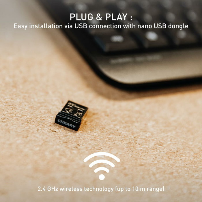 Clavier sans fil Cherry JK-3000ES-2 Noir Espagnol Qwerty Clavier sans fil Cherry JK-3000ES-2 Noir Espagnol Qwerty