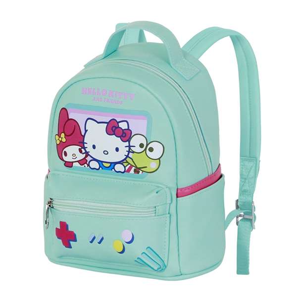 Hello Kitty Sac à dos urbain pour usage quotidien avec compartiments, turquoise, PVC, 25 x 22 x 15 cm Hello Kitty Sac à dos urbain pour usage quotidien avec compartiments, turquoise, PVC, 25 x 22 x 15 cm