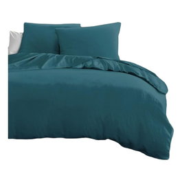 Home Linge Passion Parure de Couette 3 Pièces HP72063 - Microfibre 82 g, 240 x 260 cm, Bleu Canard