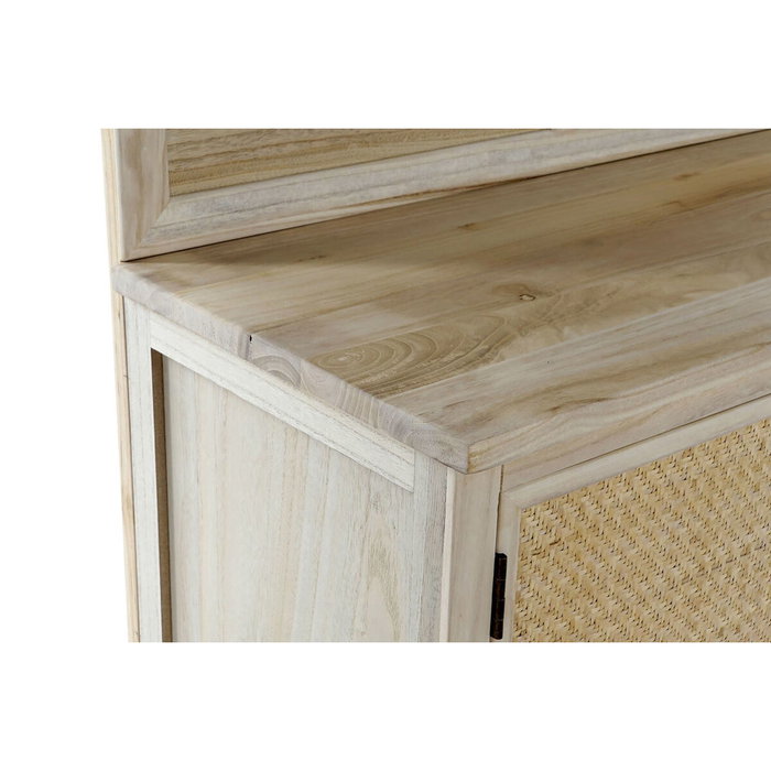 Porte-manteau avec miroir Home ESPRIT Naturel Rotin Bois de paulownia Miroir 92 x 40 x 181 cm