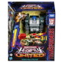 HASBRO Transformers Legacy United - Figurine Deluxe Overcharge 19 cm avec Articulations, Têtes Alternatives, Épée et 2 Fusils Laser - Conversion Robot/Jet/Tank