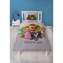 Mario Bros Parure de lit - Super Mario et ses amis - Microfibre - 1 housse de couette 140 x 200 cm + 1 taie d'oreiller 63 x 63 cm