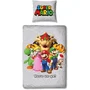 Mario Bros Parure de lit - Super Mario et ses amis - Microfibre - 1 housse de couette 140 x 200 cm + 1 taie d'oreiller 63 x 63 cm