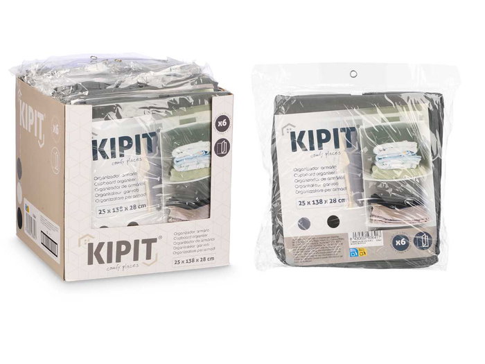 Kipit Organisateur d'Armoire 6 Compartiments Tissu et Carton 28x25x26 cm (Set de 24) Kipit Organisateur d'Armoire 6 Compartiments Tissu et Carton 28x25x26 cm (Set de 24)