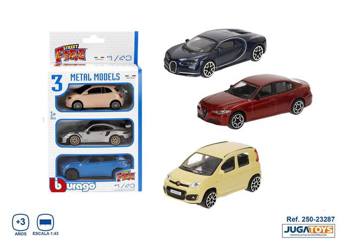 Burago Pack de 3 voitures miniatures Street Fire échelle 1:43 - Modèles assortis