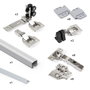 Emuca Kit Twofold avec fermeture amortie et guide inférieur, Anodisé mat